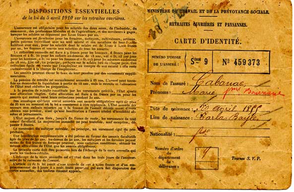 Recto de la carte de retraite de 1916