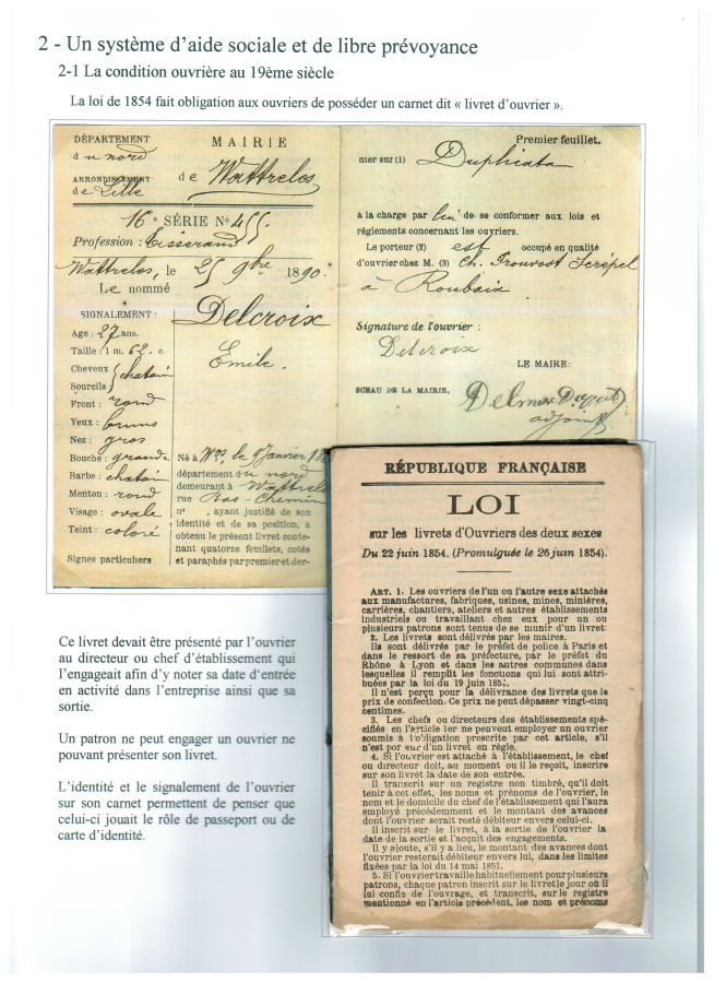 Carnet ouvrier prévu par la loi du 22 juin 1954