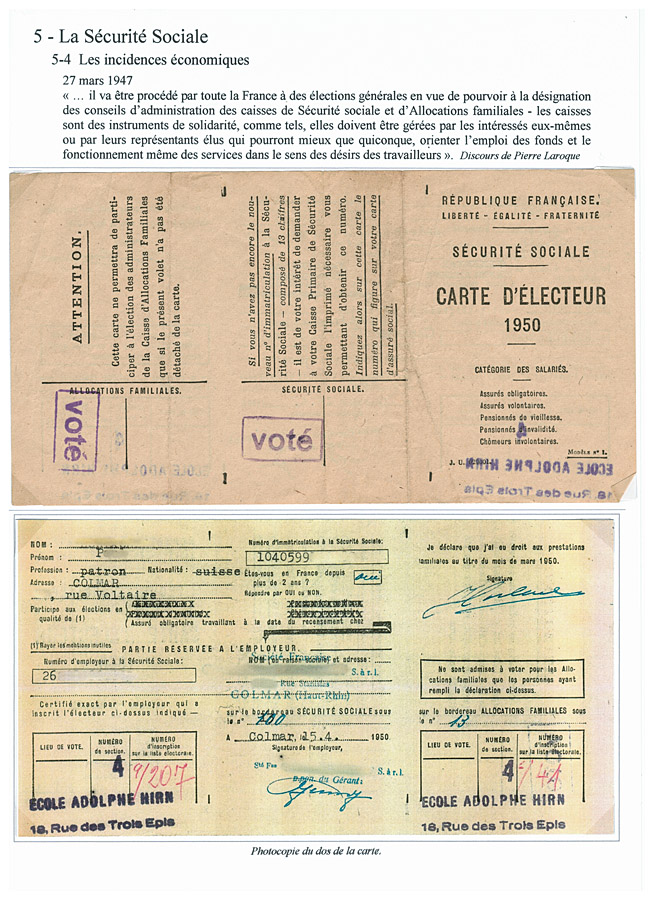 Carte d’électeur à la Sécurité sociale (1950)